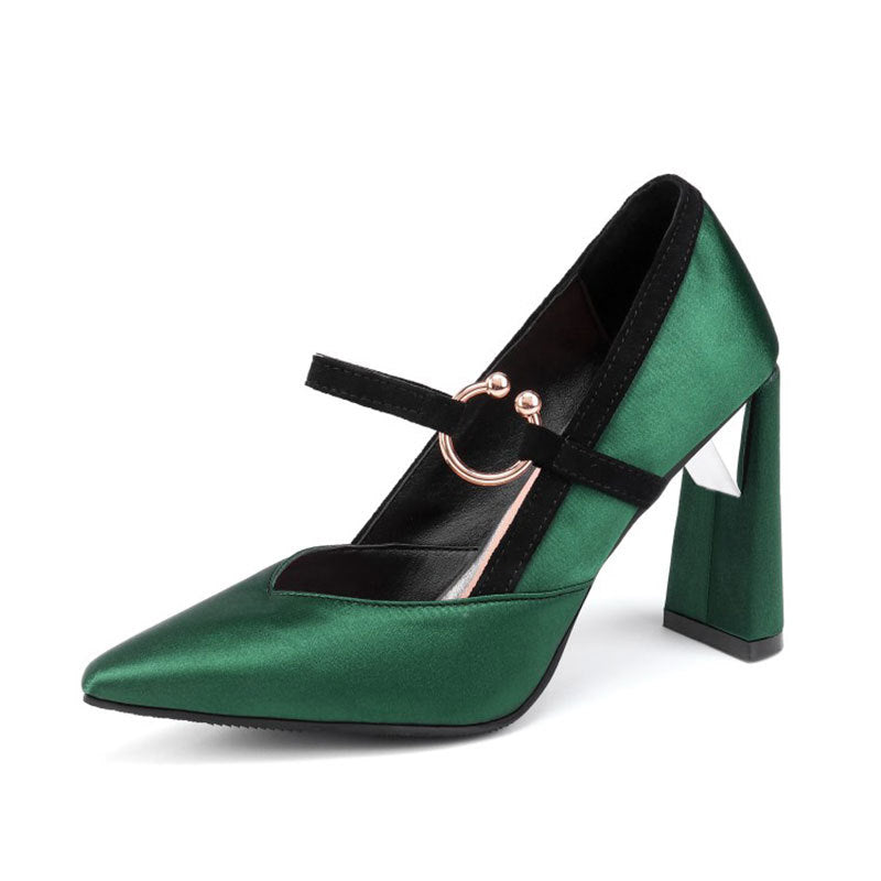 Womens Pumps Shoes Mary Jane Stiletto High Heels Pointed Toe
