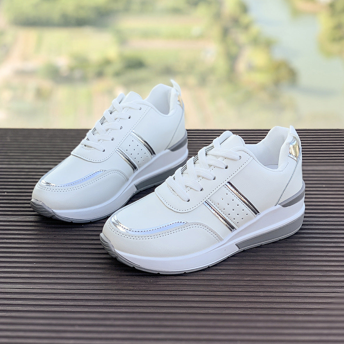 Womens Chunky-Soled Casual Fashion Sneakers Platform Shoes
